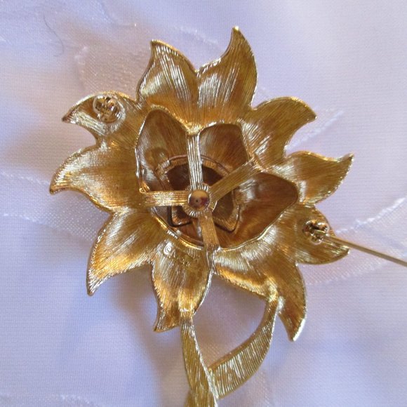 MONET GOLD FLOWER VINTAGE BROOCH - NWOT - Picture 4 of 6